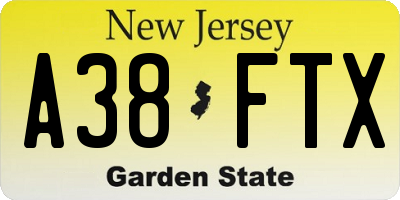 NJ license plate A38FTX