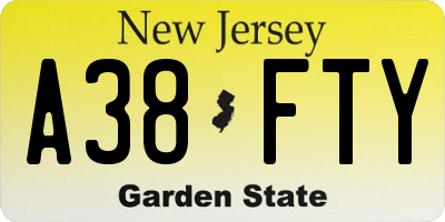 NJ license plate A38FTY
