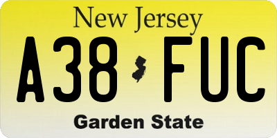 NJ license plate A38FUC