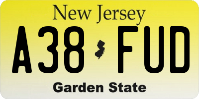 NJ license plate A38FUD