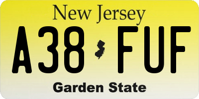 NJ license plate A38FUF