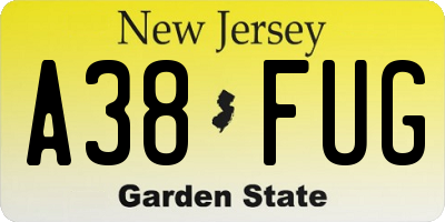 NJ license plate A38FUG