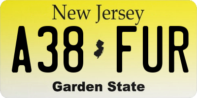 NJ license plate A38FUR