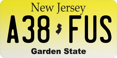 NJ license plate A38FUS