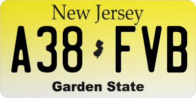 NJ license plate A38FVB