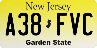 NJ license plate A38FVC