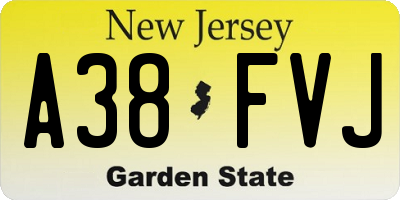 NJ license plate A38FVJ