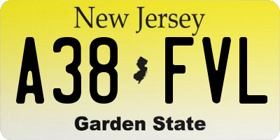NJ license plate A38FVL