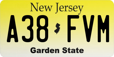 NJ license plate A38FVM