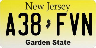 NJ license plate A38FVN