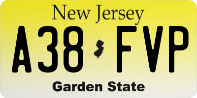 NJ license plate A38FVP