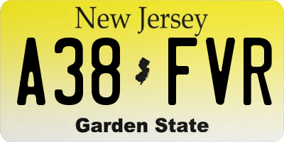 NJ license plate A38FVR