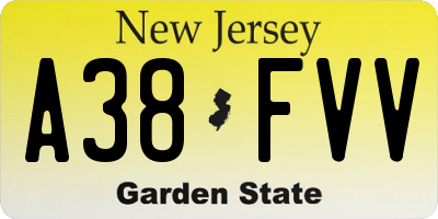 NJ license plate A38FVV