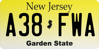 NJ license plate A38FWA
