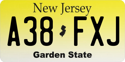 NJ license plate A38FXJ