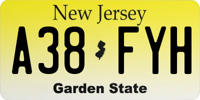 NJ license plate A38FYH