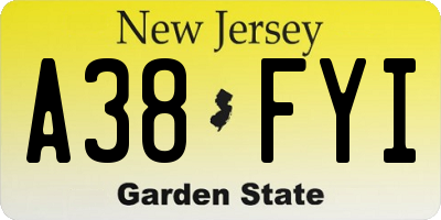 NJ license plate A38FYI