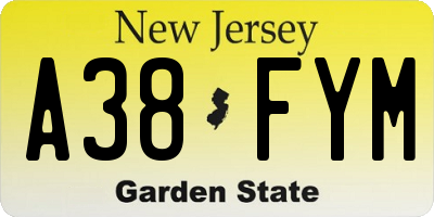 NJ license plate A38FYM
