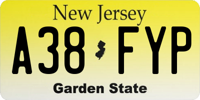 NJ license plate A38FYP