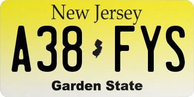 NJ license plate A38FYS