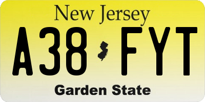 NJ license plate A38FYT