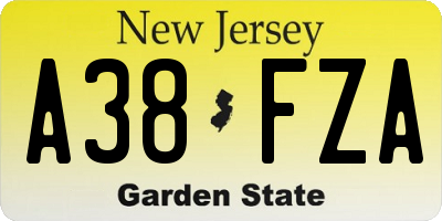 NJ license plate A38FZA