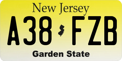 NJ license plate A38FZB