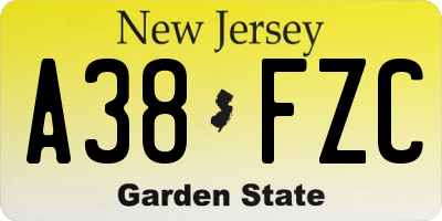 NJ license plate A38FZC
