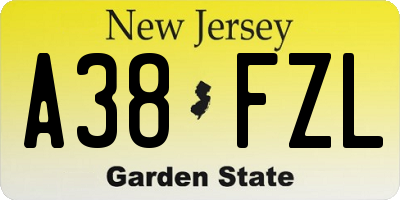 NJ license plate A38FZL