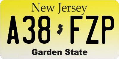 NJ license plate A38FZP