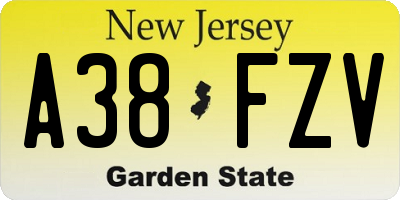 NJ license plate A38FZV