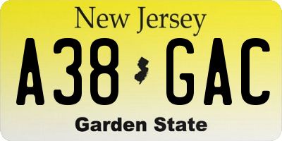 NJ license plate A38GAC