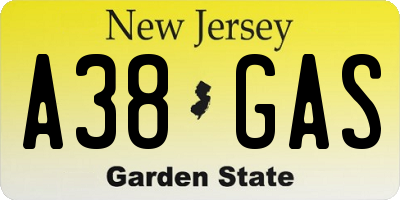 NJ license plate A38GAS