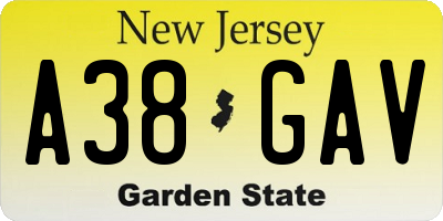 NJ license plate A38GAV