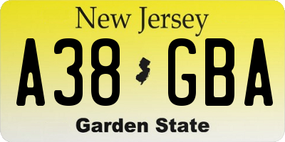 NJ license plate A38GBA