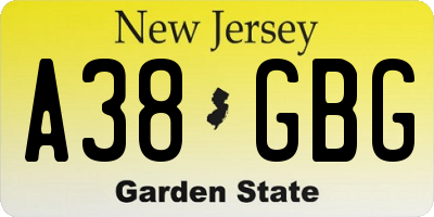 NJ license plate A38GBG
