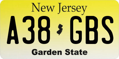 NJ license plate A38GBS