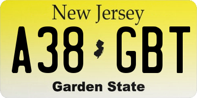 NJ license plate A38GBT