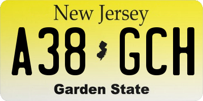 NJ license plate A38GCH