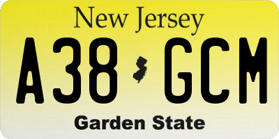 NJ license plate A38GCM