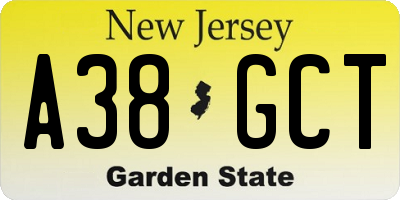 NJ license plate A38GCT
