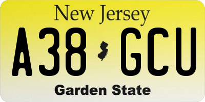 NJ license plate A38GCU