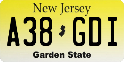 NJ license plate A38GDI
