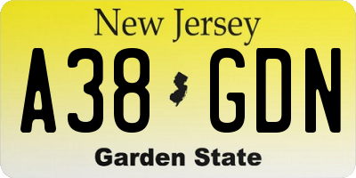 NJ license plate A38GDN