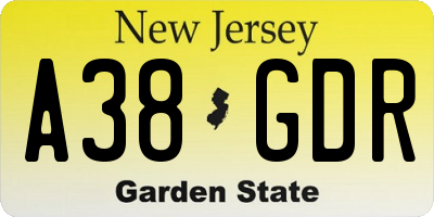 NJ license plate A38GDR