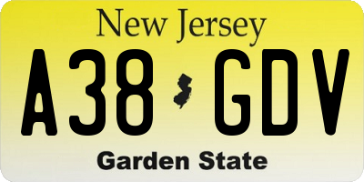 NJ license plate A38GDV