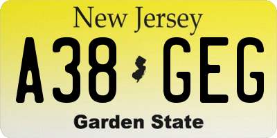 NJ license plate A38GEG