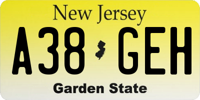 NJ license plate A38GEH