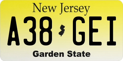 NJ license plate A38GEI