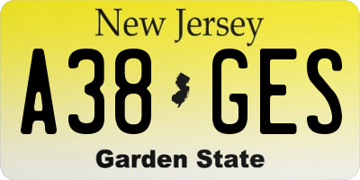 NJ license plate A38GES
